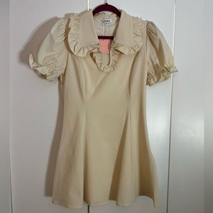 Seamless Ruffle Collared Precious Cream Dress from a boutique